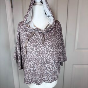 Mono B Leopard Oversized Hooded Poncho Top M/L Cozy Casual Athleisure